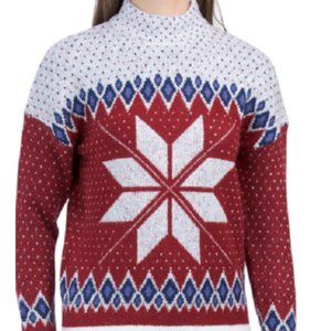 Telluride Snowflake Fairisle Mock Neck Sweater Large